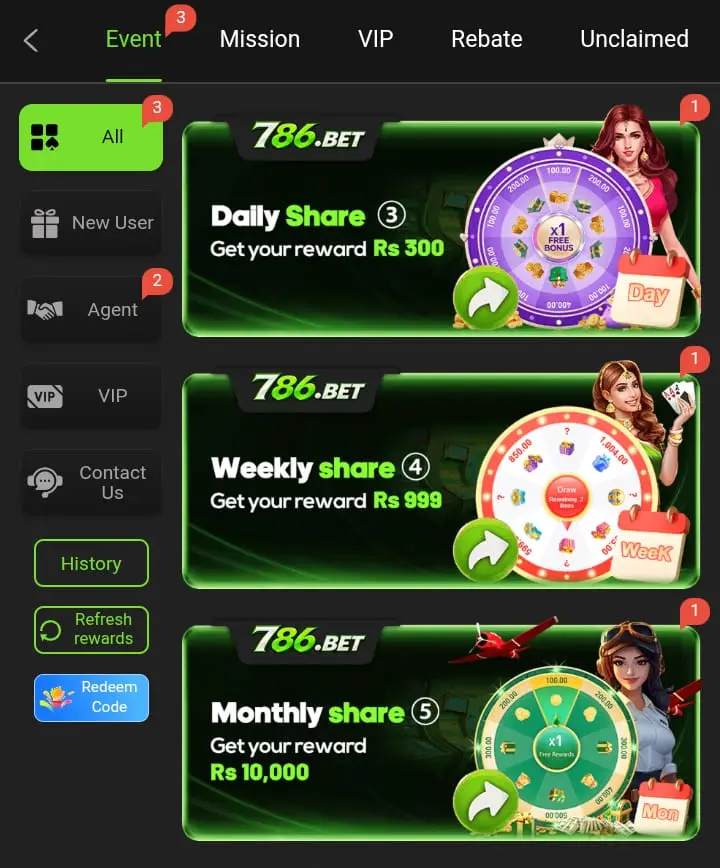 786 BET Bonuses