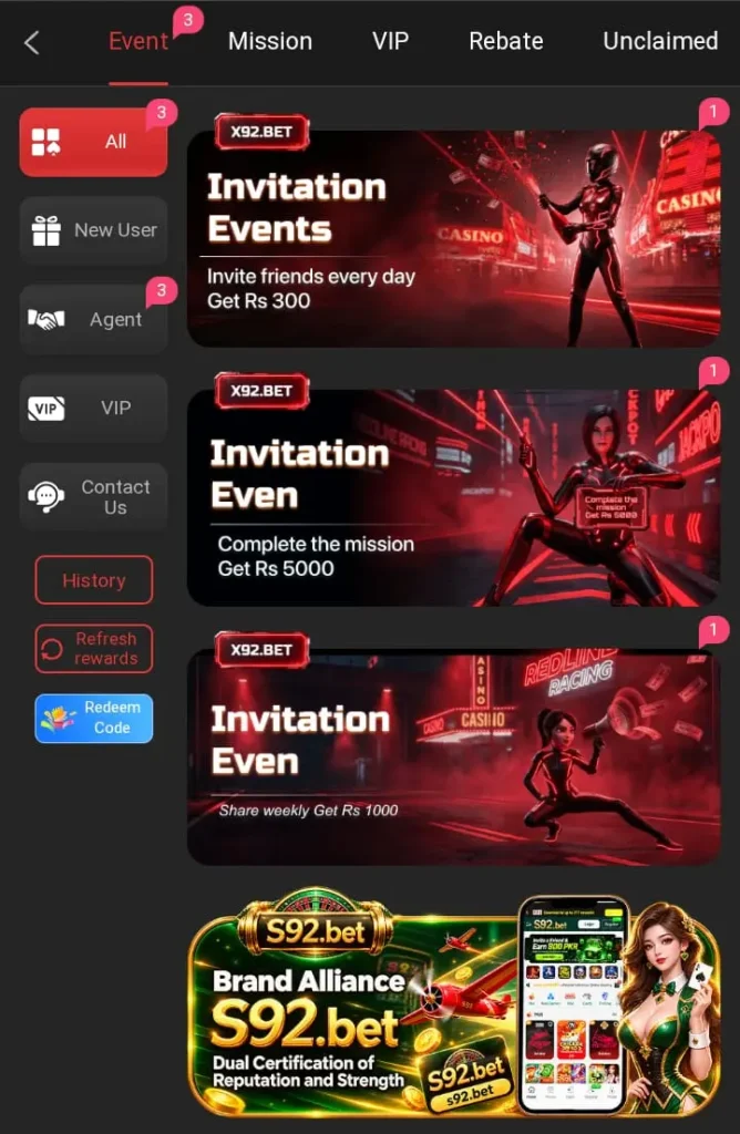 X92 BET Game Rewards