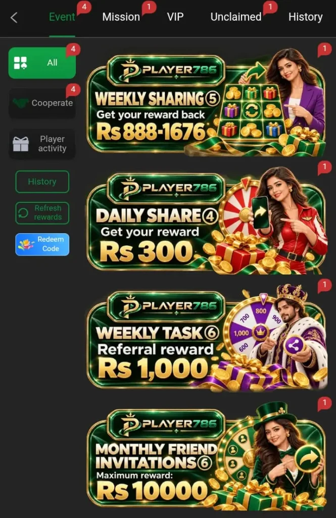 PLAYER786 Game Rewards
